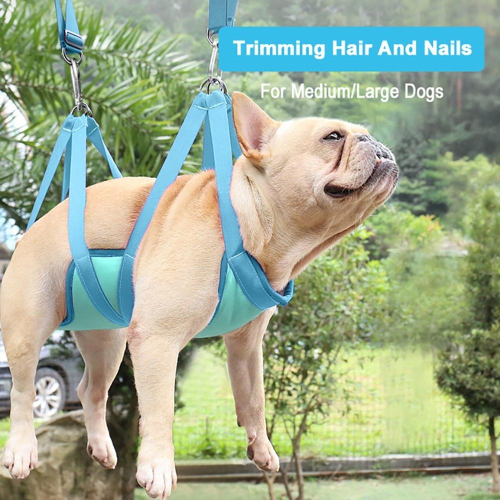 Thick Fabric Pet Grooming Hammock Blue Tone Pet Care Helper Kit  Home Pet Grooming