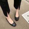 New soft leather shallow mouth medium heel single shoes women's shoes round head versatile rough heel soft leather versatile commuter work shoes