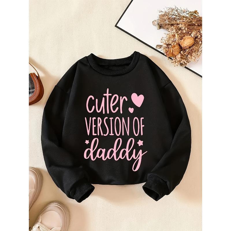 Kids Sweatshirt Trendy Letter Print Casual Crew Neck Sweatshirt - Perfect for Everyday, Parties & Holidays 110 чёрный