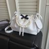 Korean Style Polka Dot Shoulder Bag Canvas Retro Underarm Bag Lace Bow Crossbody Bag  Girls