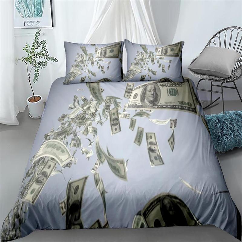 Money Duvet Cover Set,Dollar Bills Of United States Federal Reserve The Ben Franklin Portrait,Bedding Set 2/3pcs,California King