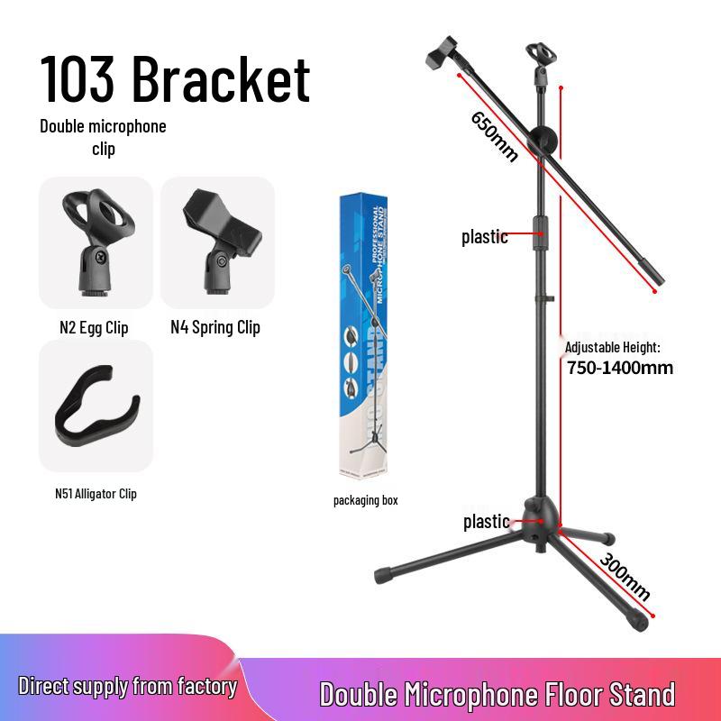Retractable Folding Microphone & Phone Tripod Stand for Live Streaming and Karaoke, Portable for Indoor/Outdoor Use
