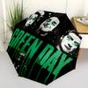 1 Stück Green Day Automatisches Öffnen/Schließen Regenschirm Faltbarer Regenschirm, Tragbarer Kompakter Reise Regenschirm, Geburtstags-/Weihnachtsgeschenk für Männer & Frauen L1110y20