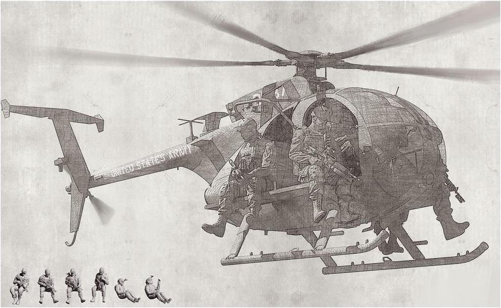 Plastikový model Kitty Hawk Little Bird KH50004 1/35 AH-6J/MH-6J s figurkou. (Helikoptéra)