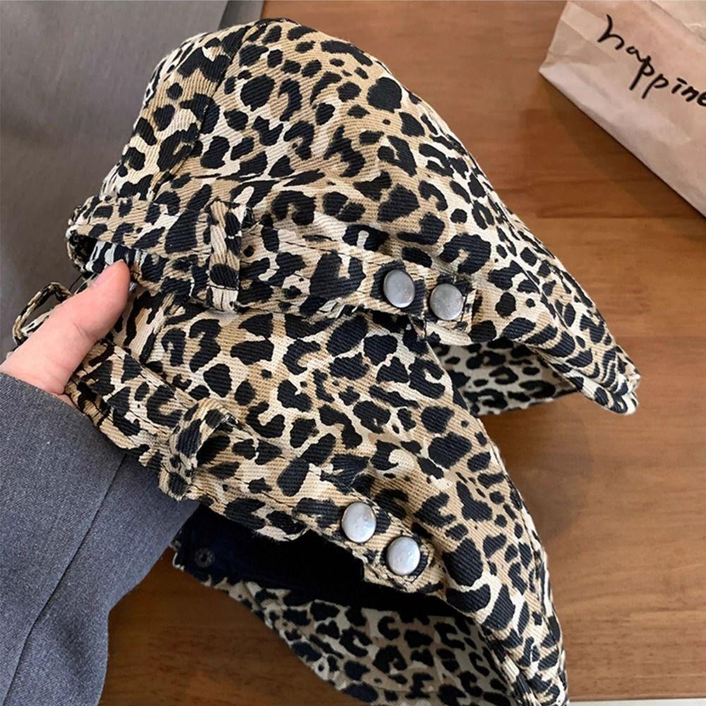 Fashion Retro Leopard Print Cap Baker Peaked Adjustable Leopard Beret Comfortable Painter Hat Spring Summer Autumn Winter