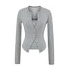 Women's Slim-Fit Korean Style Waist-Cinching Long-Sleeve Cardigan and Sheer Vest Set