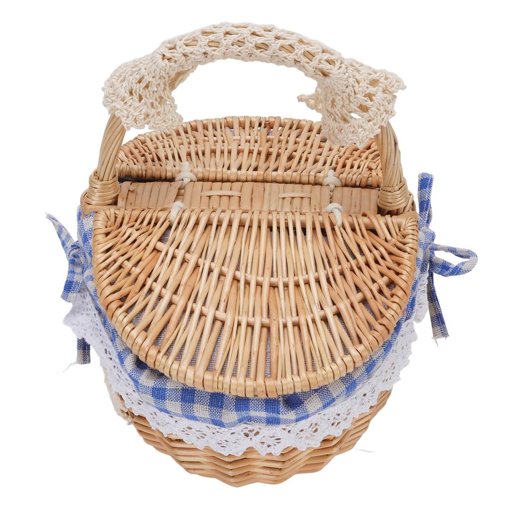 Wicker Picnic Basket with Removable Liner Empty Picnic Hamper Basket with Lid and Handle for Easter Camping Mother S Day