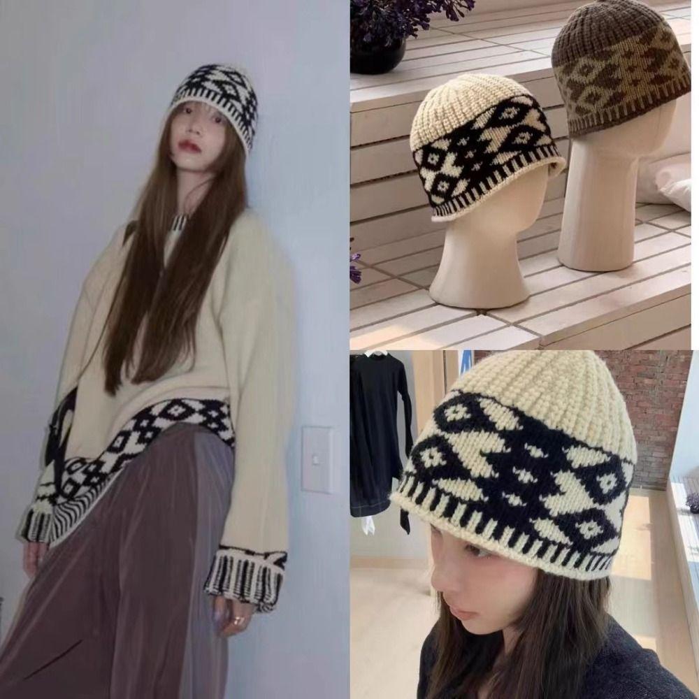 Keep Warm Winter Hat Thickened Pompoms Hat Casual Knitted Cap  Women