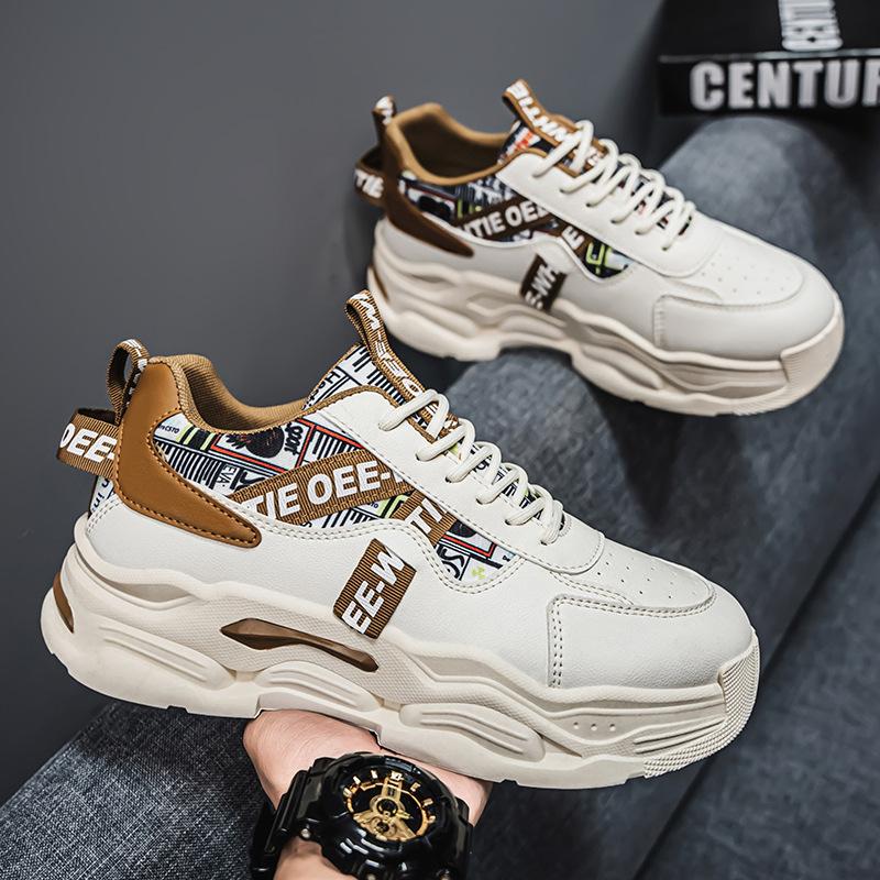 2025 Spring Men's Shoes New Breathable Little White Shoes Men's Trend Versatile Platform Sports Shoes Casual Dad Shoes Men