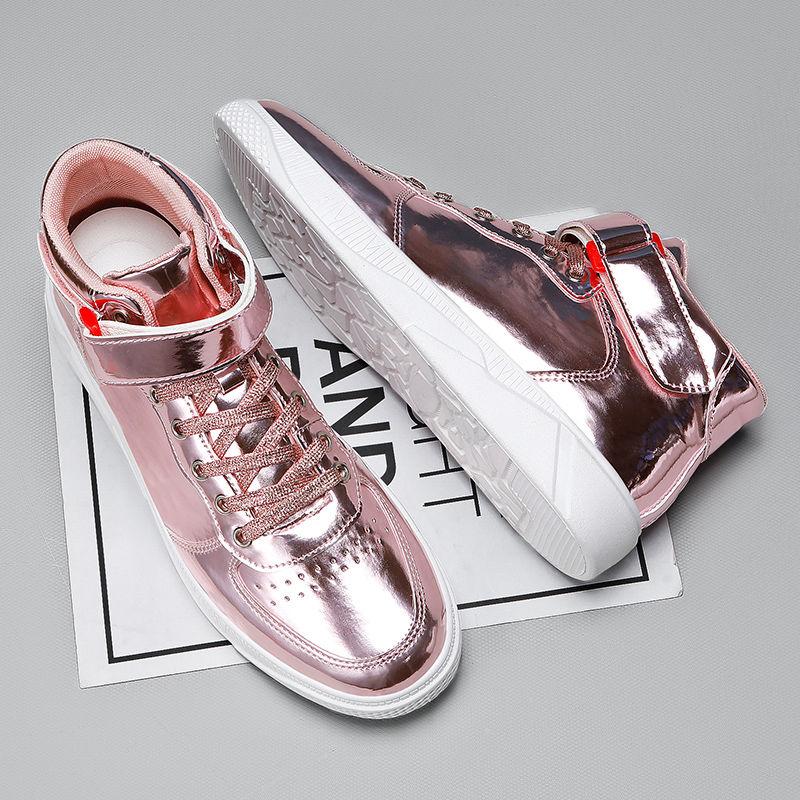 High Top Sneaker Herren 47 48 Gold Atmungsaktiv Herren Freizeitschuhe Neuer Trend Luxus Skateboard-Schuh