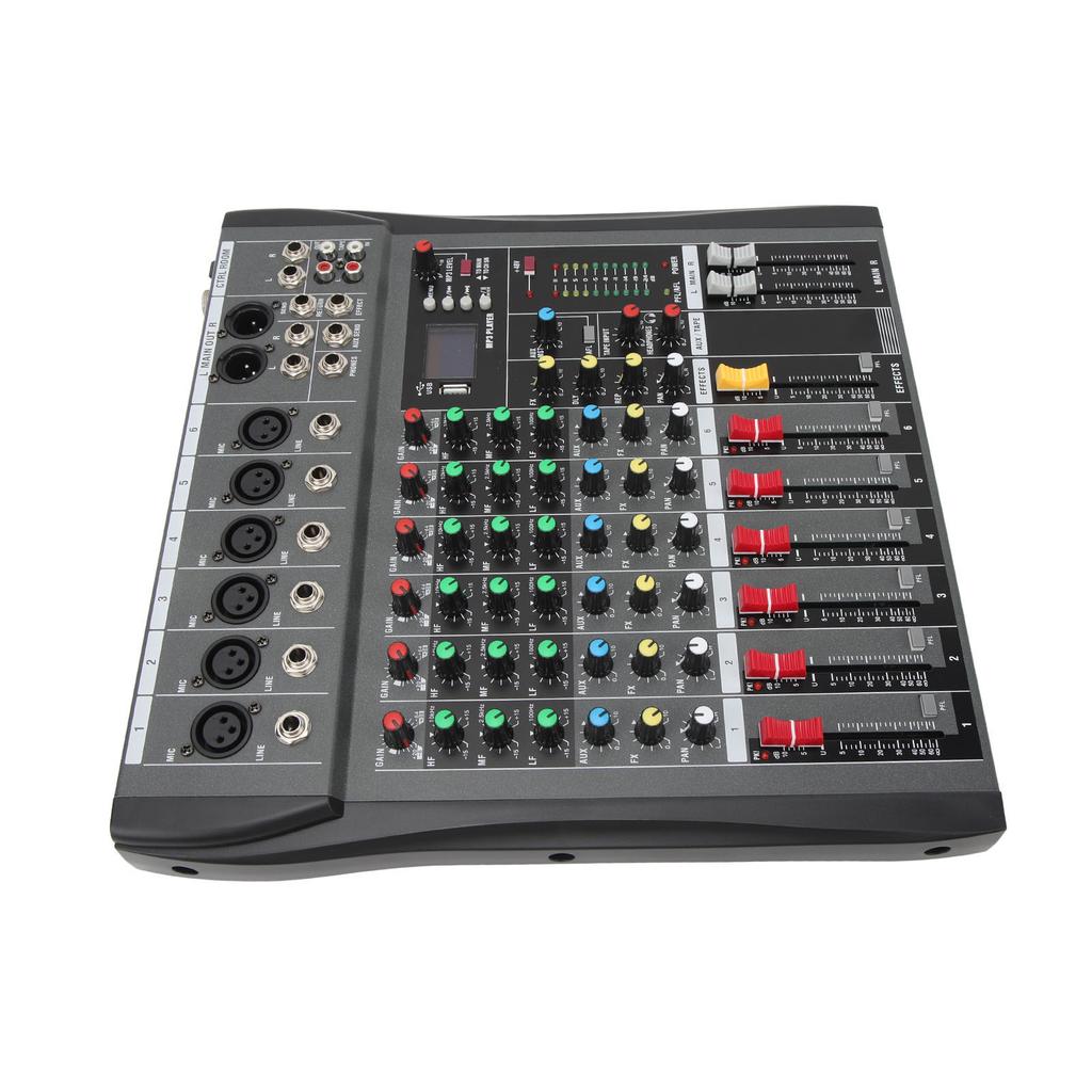 Audiomixer, 6-Kanal-Streaming-Mischpult, Soundkarte für DJ-Studio, AC100~240V mit Bluetooth