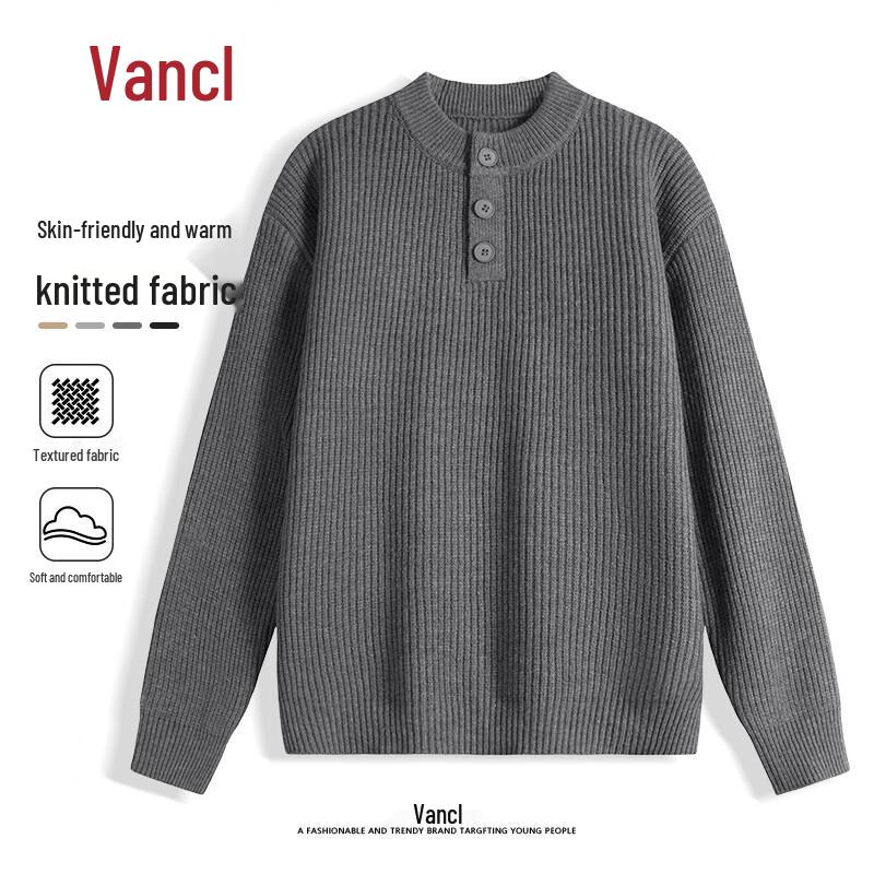 

VANCL Men s Henley Neck Knit Sweater M