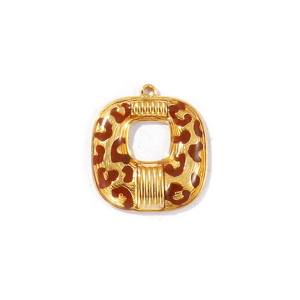 1 Piece 304 Stainless Steel Charms Heart Flower Leopard Print Geometric 18K Gold Plated Pendant For DIY Necklace Jewelry Making