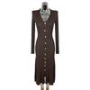Elegant Slim-Fit Long-Sleeve Korean Knit Dress for Women