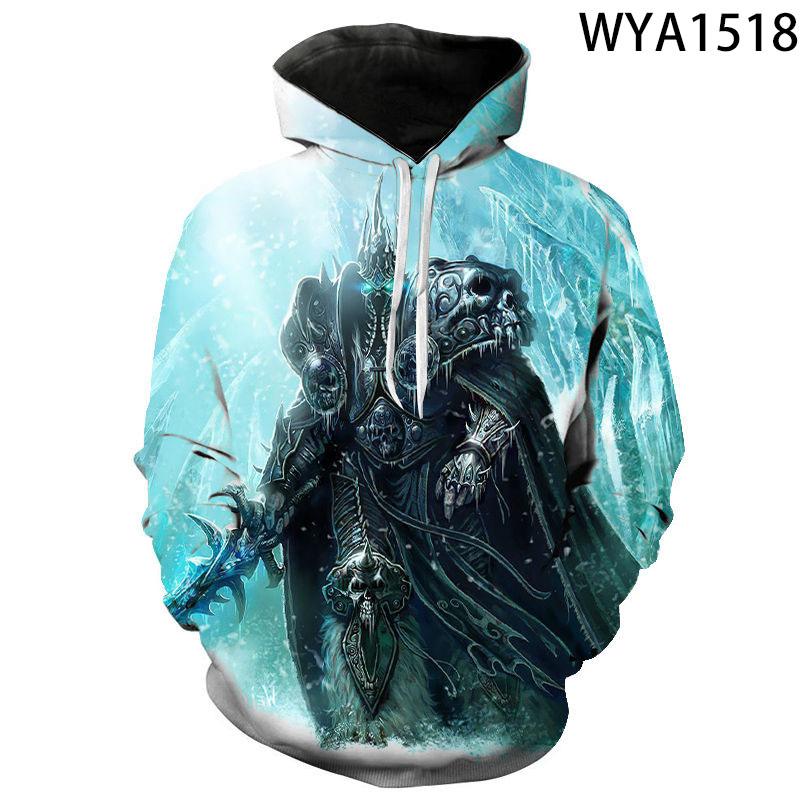 Sweat à Capuche Homme World Of Warcraft - Sweatshirt Manches Longues Imprimé Jeu Vidéo, Confort Hiver Automne