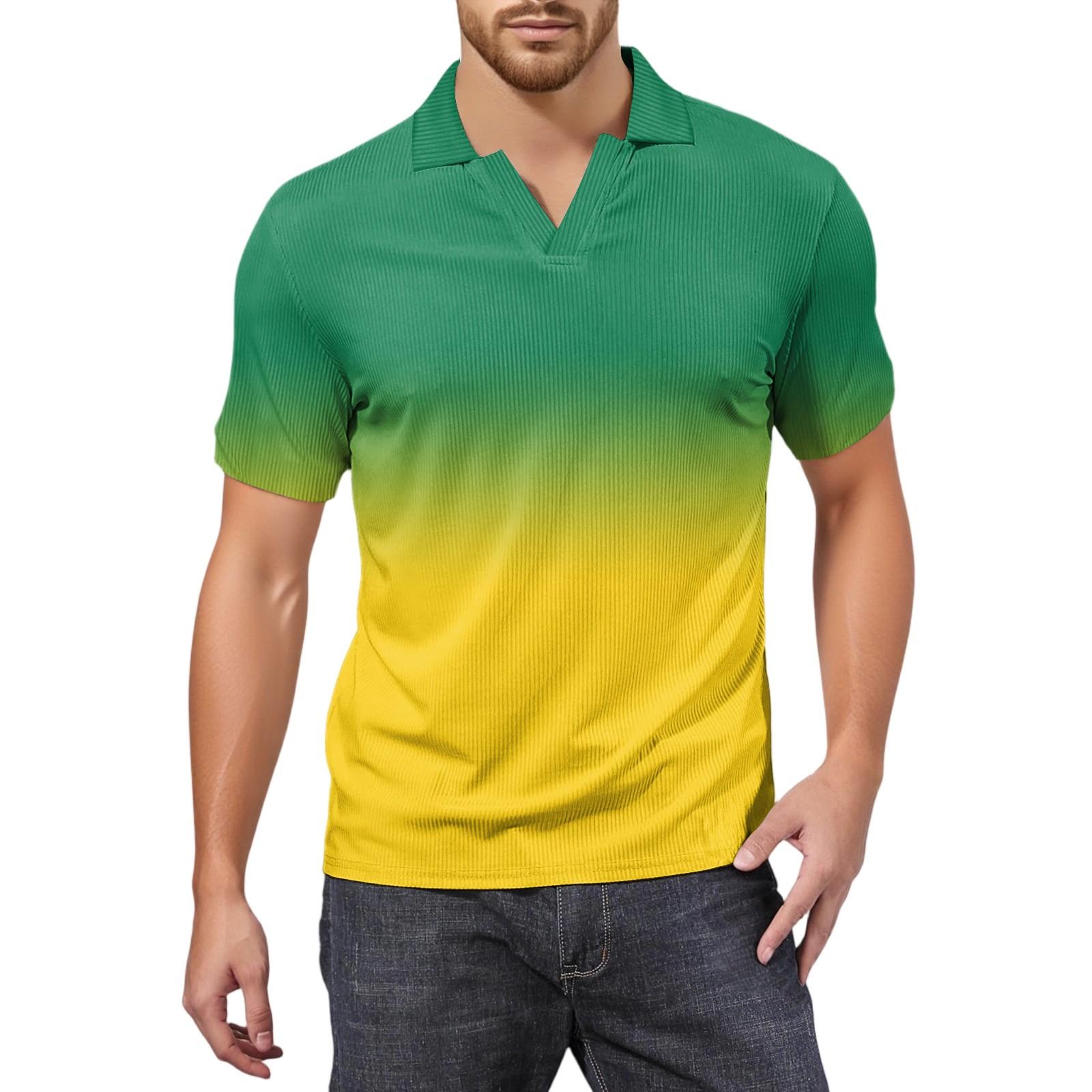 

Мужская модная футболка для гольфа с коротким рукавом и V-образным вырезом XL жёлтый