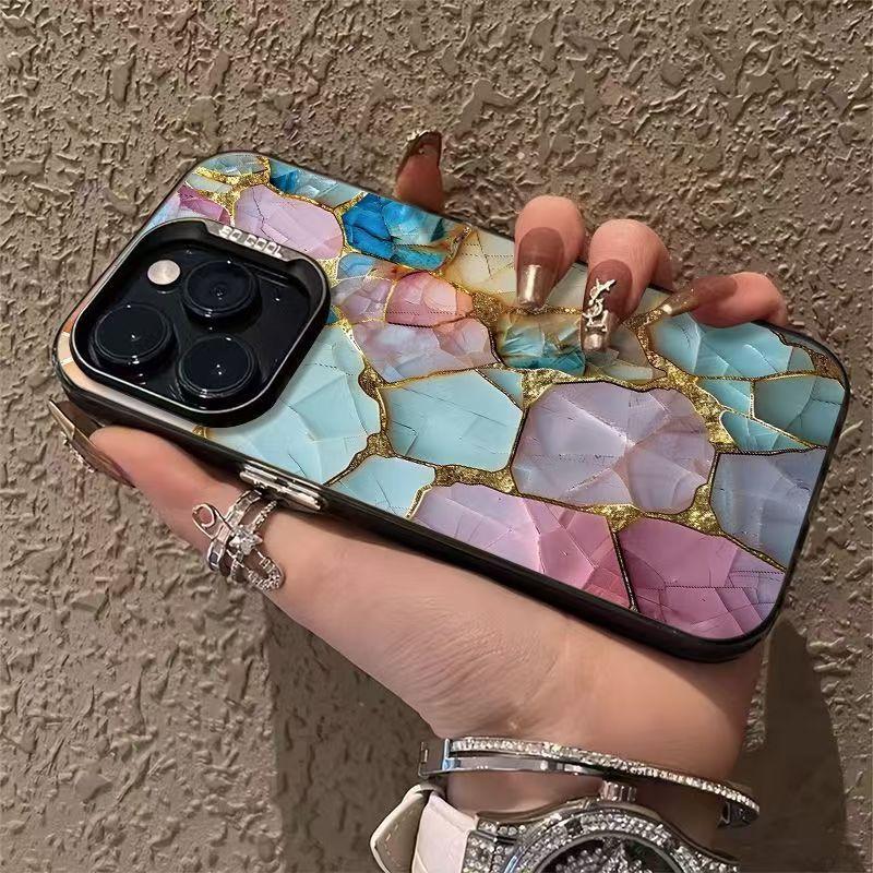 Advanced Colored Gemstone Colored Silver Shell Suitable for Apple 16 15 14pro Mobile Phone Case 15promax13 12 11X
