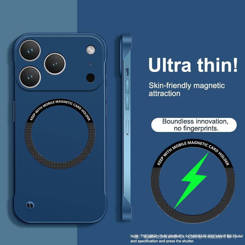 Premium Ultra Slim Frameless Magnetic Cases for IPhone 17 Air 16E 15 14 Plus 13 12 Pro Max Wireless Charging PC Hard Back Covers
