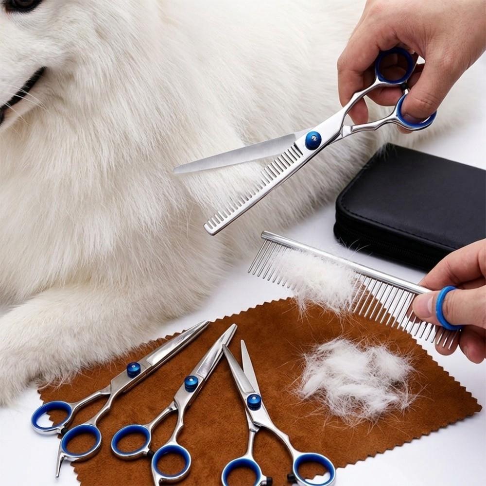 High-Grade Alloy Edge Pet Grooming Trimming Kit Curved Cut Edges Ergonomic Handle Dog Hair Trimming Tools Precision Tooth Notch