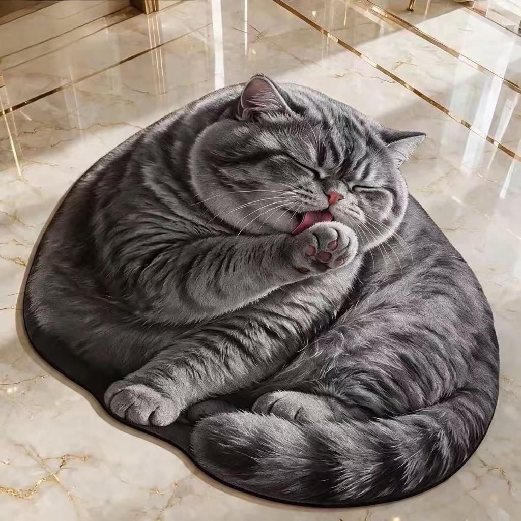 3D Cat Print Diatomite Floor Mat, Anti-slip and Water-absorbing Floor Mat, Diatomite Bath Mat