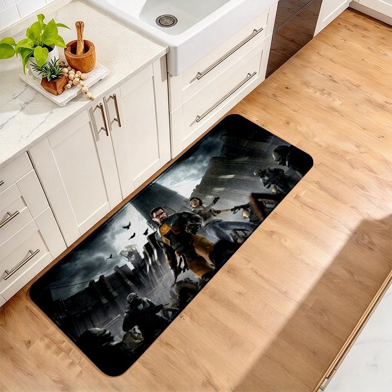 Halflife Flannel Kitchen Mat Christmas Soft Area Rug Non Slip Floor Carpet Home Decoration