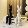 Long Ear Bunny Figurine Colorful Sitting Rabbit Statue Animal Sculpture Home Office Desktop Car Dashboard Decoration