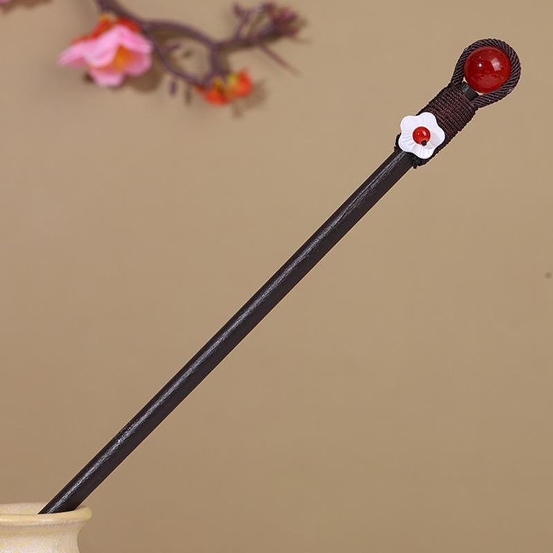 Vintage Tassel Wooden Hairpin for Women - Imitation Ebony Hanfu Accessory, Ancient Style Costume Hairpin