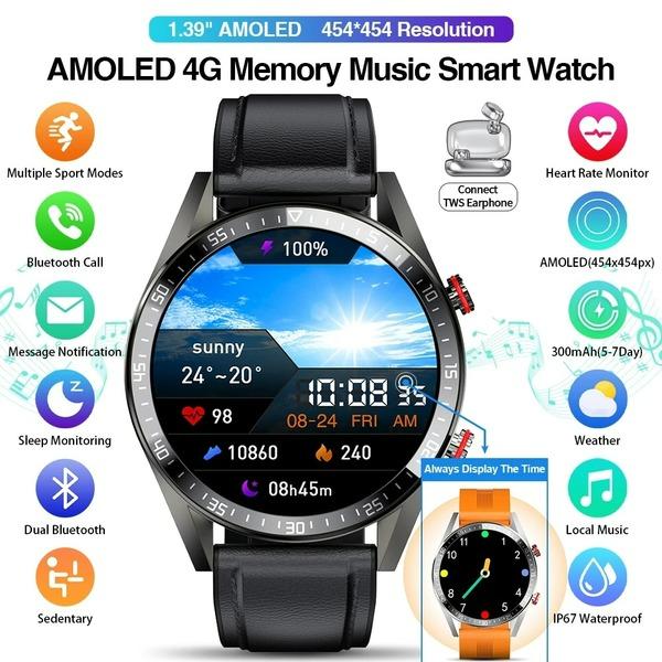 Screen Smart Watch Always Display The Time Bluetooth Call Local Music Smartwatch For Mens Android TWS Earphones