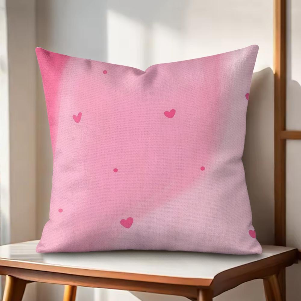 Pink Bow Cherry Pattern Cushion Cover Natural Linen Organic Fabric DoubleSided Printing Couch Pillow Covers Home Decor