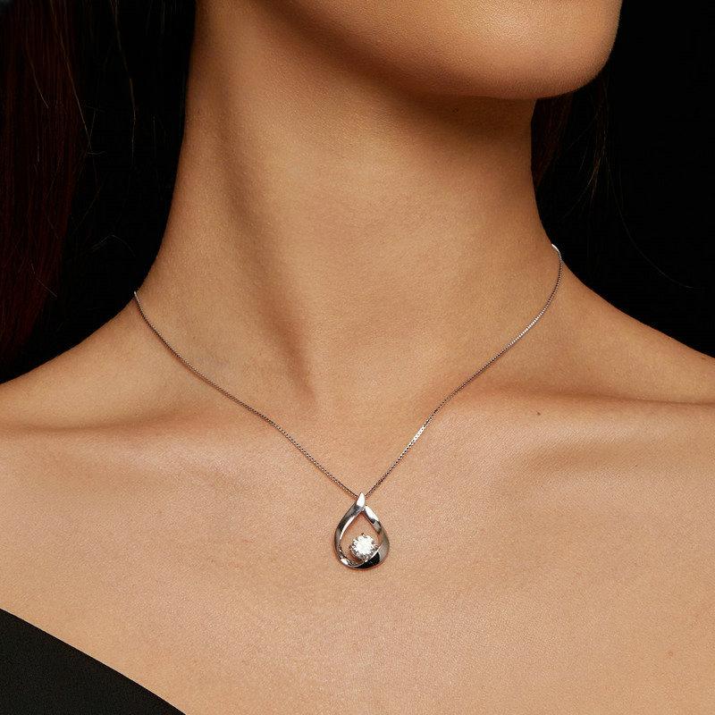 1CT Moissanite Waterdrop Necklace Lab Diamond 925 Sterling Silver Chain Necklace for Women Wedding Valentine's Day Gift
