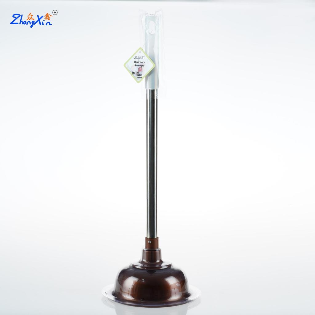 Zhongxin PVC Toilet Plunger with Stainless Steel Handle and Hanging Ring - Durable, Non-Deforming Design with Protective Shell