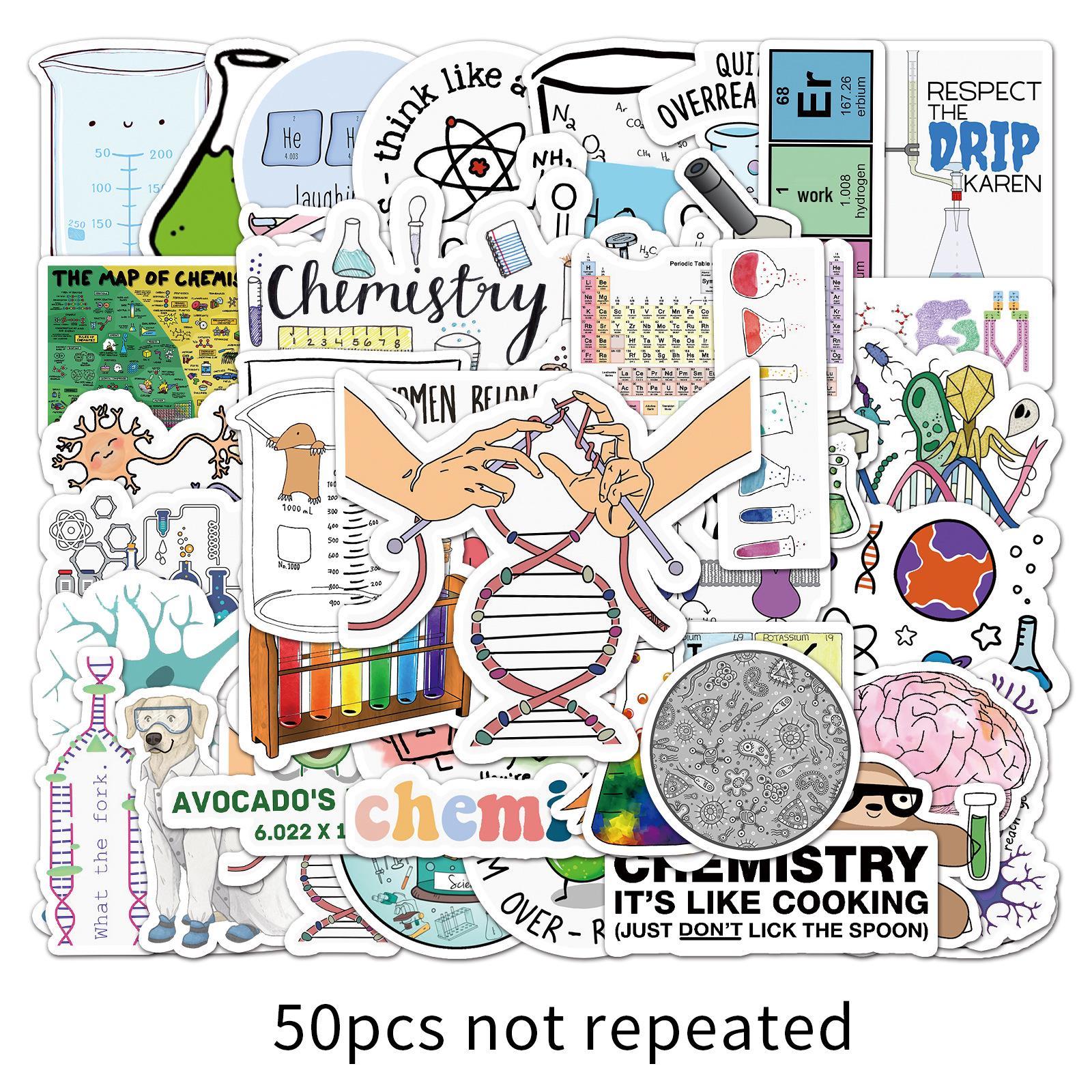 50 Sheets Lab-Themed Cartoon Stickers for DIY Crafting and Decoration