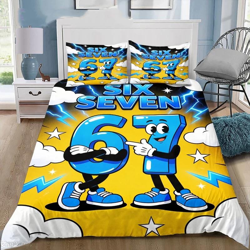 Mignon 67 Caractères Nuage Éclair Ensemble de Literie Dessin Animé Housse de Couette Taies d'Oreiller Chambre d'Enfant Literie Maison Sans Remplissage 140*200cm/55x79in Single/Twin 3pcs
