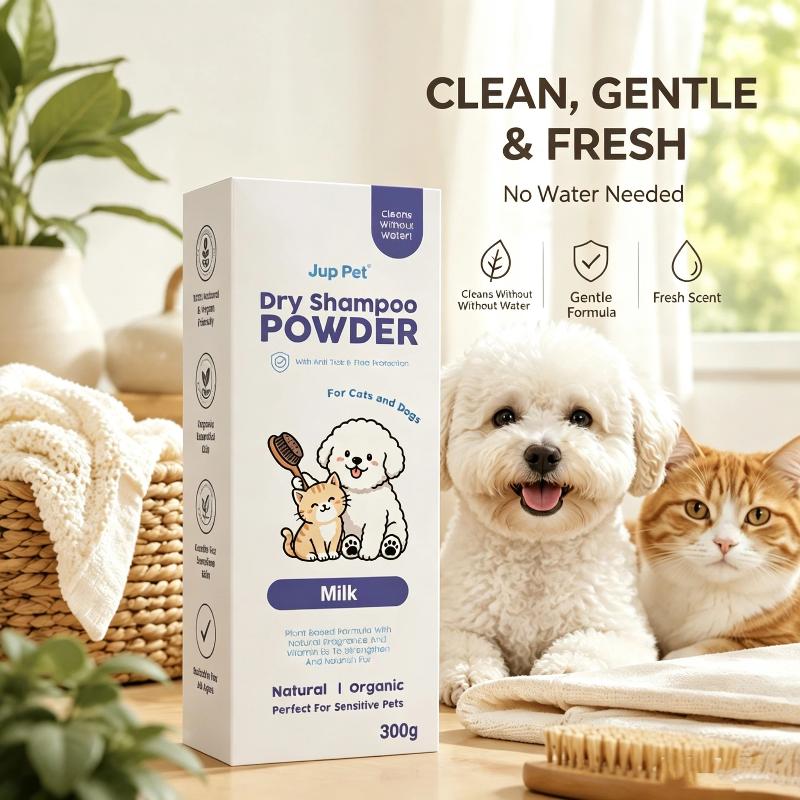 Pet Dry Shampoo Cleaning Powder Dog Cat Bath Powder Dog Odor Deodorizer Plant-Based Pet Cleaning Powder