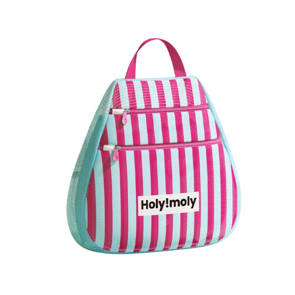 Breathable Mesh Hanging Socks Storage Bag 2 Layer with Handle Portable Clothing Pouch Reusable Stripe Prints Mesh Laundry Bags
