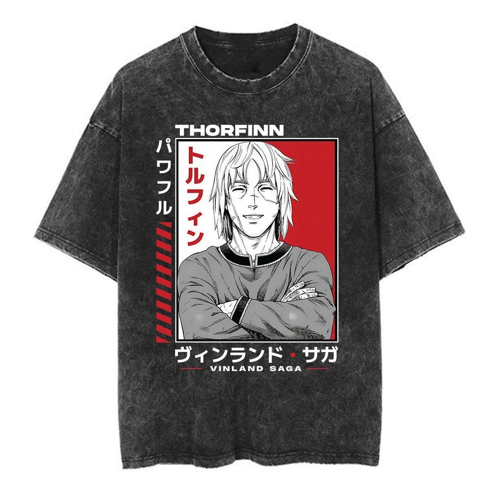 Vinland Saga Thorfinn Tshirt Vintage Washed Anime Manga Graphic Unisex Oversized Crew Neck Cotton Short Sleeve Tee Tops Hot