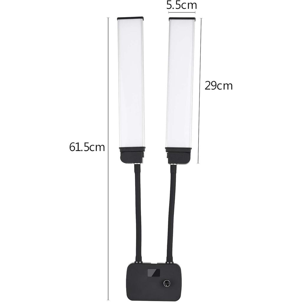 Flexible Double Arms LED Fill Light Bi-Color Dimmable Beauty LED Video Lights 3 Light Modes with Phone Holder for Live Stream