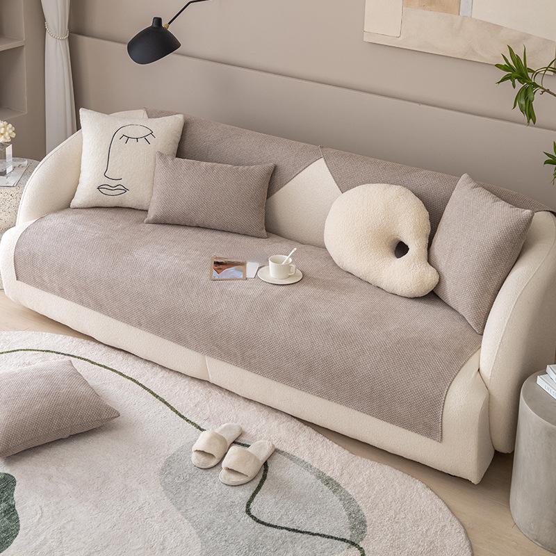 Housse de coussin de canapé en Chenille, universelle, quatre saisons, Simple, Style moderne, antidérapante, couleur unie, housse de dossier en tissu