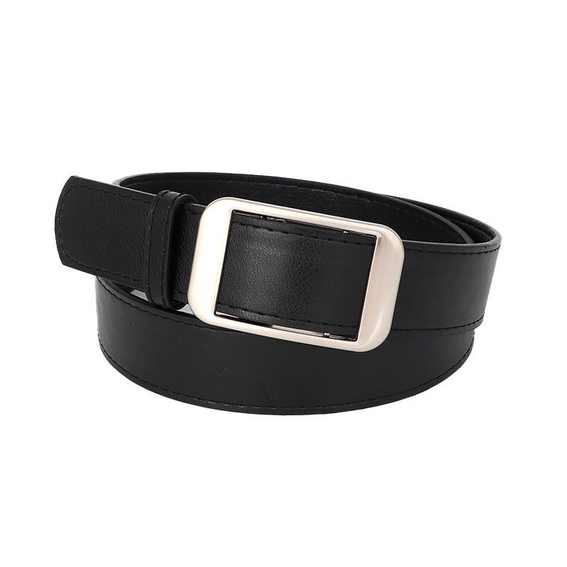 Slim Pu Leather Womens Belt With Matte Silver Closure For Fashion And Work