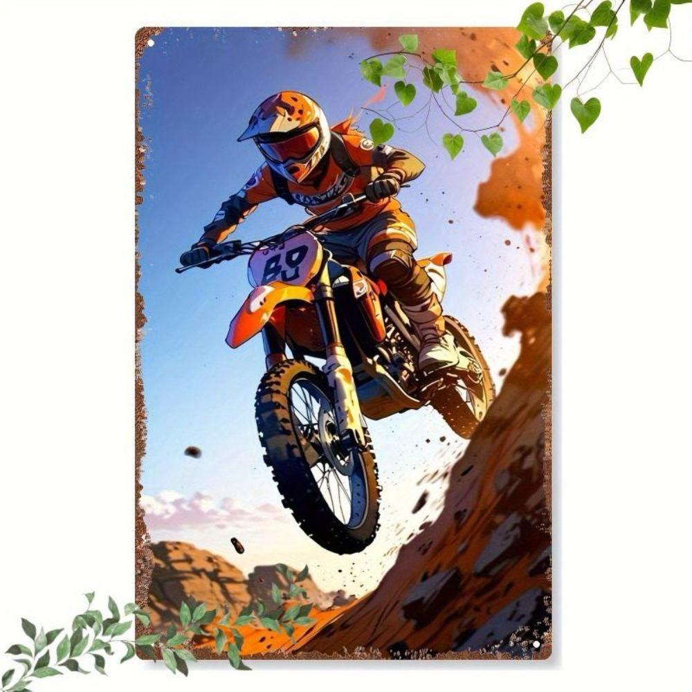 Retro Motorcycle Tin Sign Man Cave Garage Decor 20x30 Cm Metal Poster