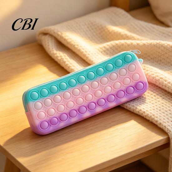 Decompression Pencil Case Pop Case, Large Capacity Silicone Storage Bag, with Relief Bubble Toy Stationery for Kids School Office Stress