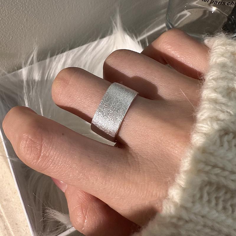 Women s Wide-Edge Brushed Matte Adjustable Ring - Trendy Cold  Indifferent Style Open Adjustable