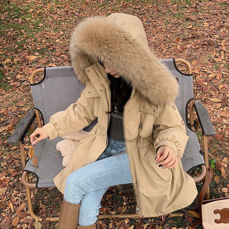 

Пай преодолевает волну женской новой зимней рабочей хлопковой одежды, свободных хлопковых курток, средних и длинных пуховых хлопковых курток. M [Recommended 90-55kg]