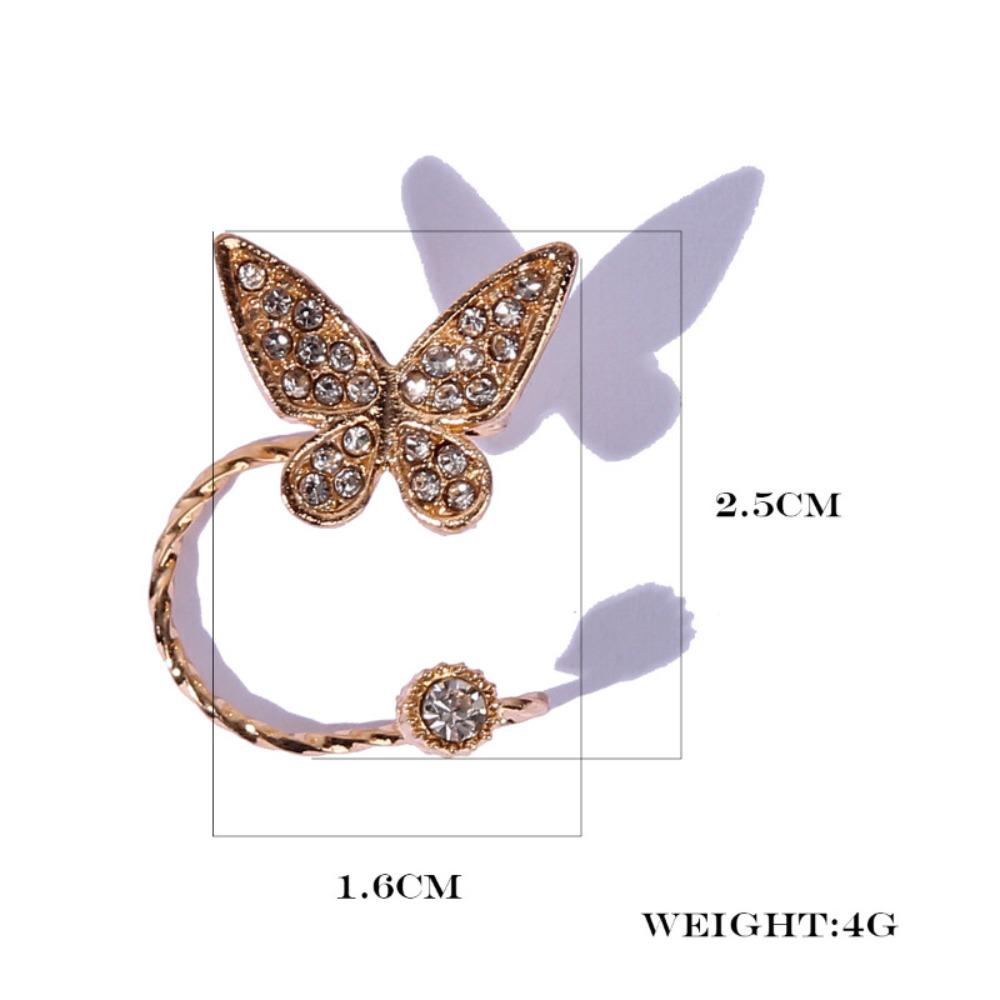 1 Piece Gold Color Butterfly Ear Clips Fashion Personalized Zircon Insect Ear Cuff Clip Earrings for Women Girls