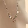 Color Beaded Love Flower Zircon Necklace Female Sweet Cool Hot Girl Wind Collarbone Chain Niche Design Accessories