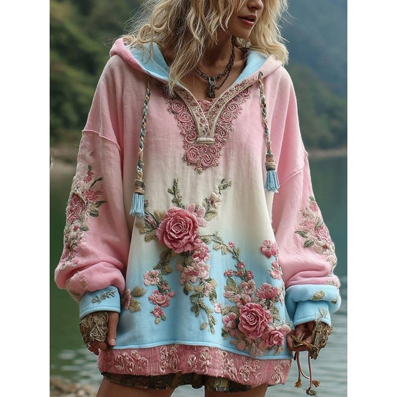 Casual Shirt Trend Japanese Ethnic Style Cherry Blossom Art Print Loose Coat