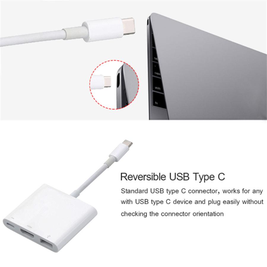 USB-C Digital AV Multiport Adapter With USB Port White Durable For Apple