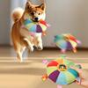 2 Pcs Rainbow Plush Flying Disc Dog Toy Interactive Sound Toy Outdoor Training Game Dog Chew Toy for Small Large Dogs