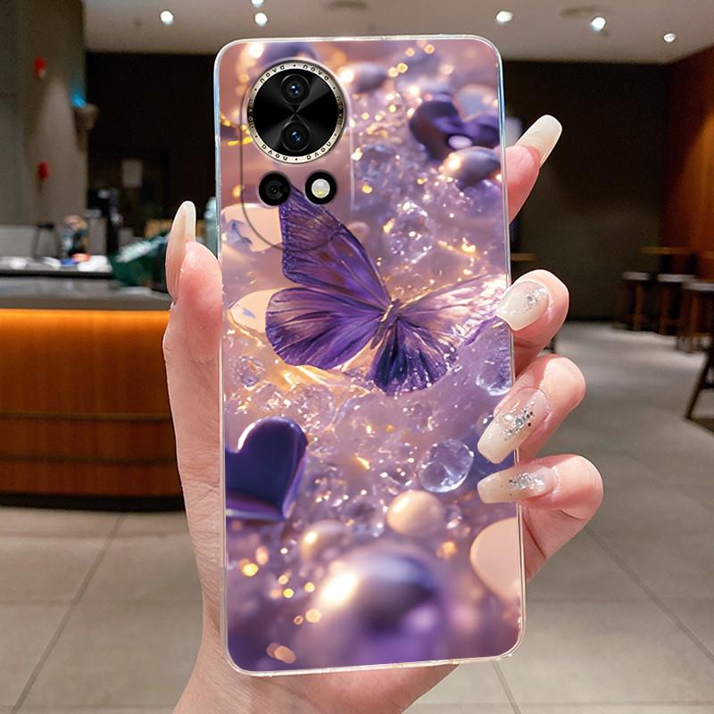 Nova12 Hülle Klar Luxus Mode Schmetterling Blume Weiches TPU Silikon Rückabdeckung Für Huawei Nova 12 Pro Transparente Handyhüllen