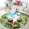 Sloths Round Area Rug,Carpet Rug for Living Room Bedroom Sofa Playroom Decor,Non-slip Floor Mat